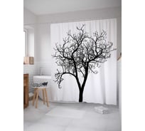 Штора (занавеска) для ванной JoyArty "Мрачное дерево" из сатена, 180х200 см с крючками, sc_4772