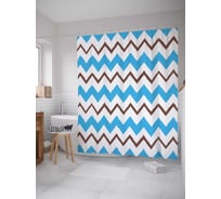 Штора (занавеска) для ванной JoyArty "Разноцветные зигзаги" из сатена, 180х200 см с крючками, sc_6935