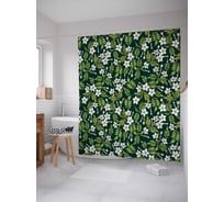 Штора (занавеска) для ванной JoyArty "Цветочное настроение" из сатена, 180х200 см с крючками, sc_69269