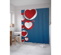 Штора (занавеска) для ванной JoyArty "Сердца и круги" из сатена, 180х200 см с крючками, sc_4524