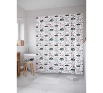 Штора (занавеска) для ванной JoyArty "Домашние собачки" из сатена, 180х200 см с крючками, sc_74293