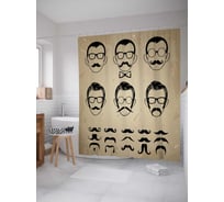 Штора (занавеска) для ванной JoyArty "Мужчины в очках" из сатена, 180х200 см с крючками, sc_65686