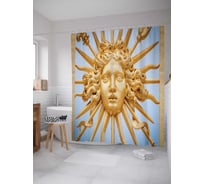 Штора (занавеска) для ванной JoyArty "Солнечное лицо" из сатена, 180х200 см с крючками, sc_7652
