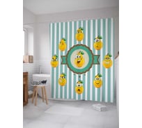 Штора (занавеска) для ванной JoyArty "Круг груш" из сатена, 180х200 см с крючками, sc_7451