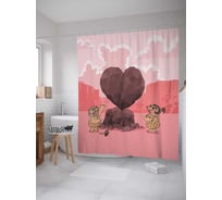 Штора (занавеска) для ванной JoyArty "Доисторическая любовь" из сатена, 180х200 см с крючками, sc_4604