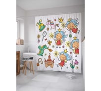 Штора (занавеска) для ванной JoyArty "Волшебная сказка" из сатена, 180х200 см с крючками, sc_51441