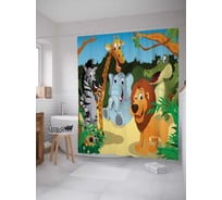 Штора (занавеска) для ванной JoyArty "Звериное веселье" из сатена, 180х200 см с крючками, sc_4276