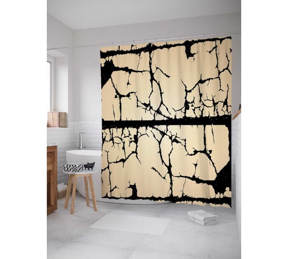 Штора (занавеска) для ванной JoyArty "Темные повреждения" из сатена, 180х200 см с крючками, sc_4591 1