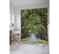 Штора (занавеска) для ванной JoyArty "Зеленая аллея" из сатена, 180х200 см с крючками, sc_7375