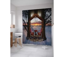 Штора (занавеска) для ванной JoyArty "Комната в дереве" из сатена, 180х200 см с крючками, sc_4616