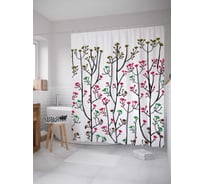 Штора (занавеска) для ванной JoyArty "Цветы неба" из сатена, 180х200 см с крючками, sc_3875