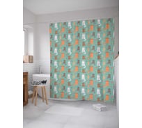 Штора (занавеска) для ванной JoyArty "Забавные коты" из сатена, 180х200 см с крючками, sc_77579