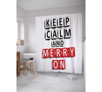 Штора (занавеска) для ванной JoyArty "Надпись "Успокойся и веселись"" из сатена, 180х200 см с крючками, sc_4619
