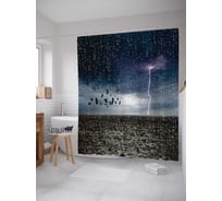 Штора (занавеска) для ванной JoyArty "Гроза на поле" из сатена, 180х200 см с крючками, sc_4533