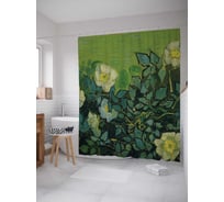 Штора (занавеска) для ванной JoyArty "Дикие розы" из сатена, 180х200 см с крючками, sc_6884