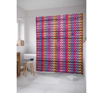 Штора (занавеска) для ванной JoyArty "Зигзаги в радуге" из сатена, 180х200 см с крючками, sc_4315