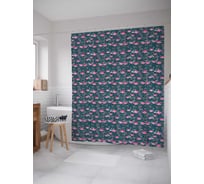 Штора (занавеска) для ванной JoyArty "Розовый фламинго" из сатена, 180х200 см с крючками, sc_74087