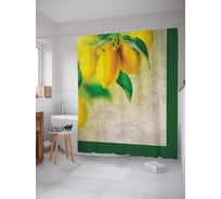 Штора (занавеска) для ванной JoyArty "Лимонное дерево" из сатена, 180х200 см с крючками, sc_7147