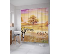 Штора (занавеска) для ванной JoyArty "Антилопа в саванне" из сатена, 180х200 см с крючками, sc_4286