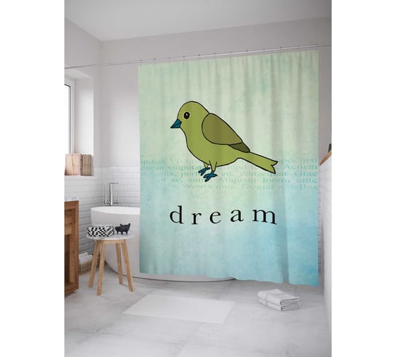 Штора (занавеска) для ванной JoyArty "Полет мечты" из сатена, 180х200 см с крючками, sc_4880 1