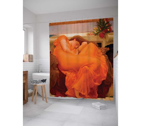 Штора (занавеска) для ванной JoyArty "Пылающий июнь" из сатена, 180х200 см с крючками, sc_6872 1