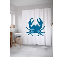 Штора (занавеска) для ванной JoyArty "Синий краб" из сатена, 180х200 см с крючками, sc_4819