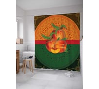 Штора (занавеска) для ванной JoyArty "Спелые персики" из сатена, 180х200 см с крючками, sc_7322