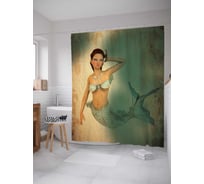 Штора (занавеска) для ванной JoyArty "Стройная русалка" из сатена, 180х200 см с крючками, sc_4484