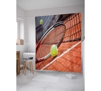Штора (занавеска) для ванной JoyArty "Теннисный корт" из сатена, 180х200 см с крючками, sc_4640