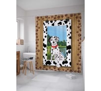 Штора (занавеска) для ванной JoyArty "Друг далматинец" из сатена, 180х200 см с крючками, sc_7431