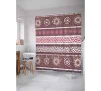 Штора (занавеска) для ванной JoyArty "Коричневый ковер" из сатена, 180х200 см с крючками, sc_34767