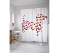 Штора (занавеска) для ванной JoyArty "Собачьи бабочки" из сатена, 180х200 см с крючками, sc_4664