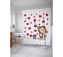 Штора (занавеска) для ванной JoyArty "Сердечное настроение" из сатена, 180х200 см с крючками, sc_91967