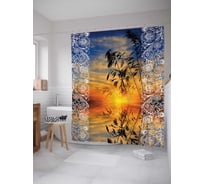 Штора (занавеска) для ванной JoyArty "Закат в узорах" из сатена, 180х200 см с крючками, sc_4799