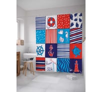 Штора (занавеска) для ванной JoyArty "Морская энергия" из сатена, 180х200 см с крючками, sc_7227