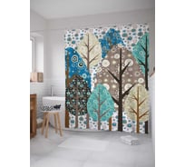 Штора (занавеска) для ванной JoyArty "Лесные украшения" из сатена, 180х200 см с крючками, sc_7298