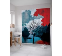 Штора (занавеска) для ванной JoyArty "Кровавое облако" из сатена, 180х200 см с крючками, sc_7624