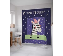 Штора (занавеска) для ванной JoyArty "Спящая зебра" из сатена, 180х200 см с крючками, sc_77321