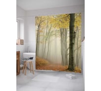 Штора (занавеска) для ванной JoyArty "К лесным туманам" из сатена, 180х200 см с крючками, sc_6507