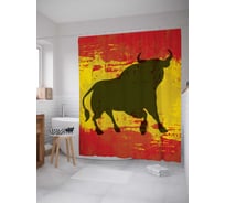 Штора (занавеска) для ванной JoyArty "Разъяренный бык" из сатена, 180х200 см с крючками, sc_7255