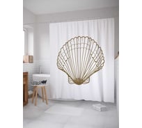 Штора (занавеска) для ванной JoyArty "Зеленая ракушка" из сатена, 180х200 см с крючками, sc_4822