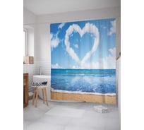 Штора (занавеска) для ванной JoyArty "Облако любви" из сатена, 180х200 см с крючками, sc_7277