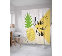 Штора (занавеска) для ванной JoyArty "Яркий ананас" из сатена, 180х200 см с крючками, sc_77448