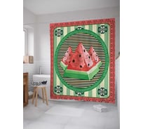 Штора (занавеска) для ванной JoyArty "Арбузные пирамиды" из сатена, 180х200 см с крючками, sc_7468