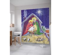 Штора (занавеска) для ванной JoyArty "Рождество Христово" из сатена, 180х200 см с крючками, sc_79759