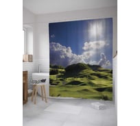 Штора (занавеска) для ванной JoyArty "Холмы спокойствия" из сатена, 180х200 см с крючками, sc_8237