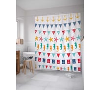 Штора (занавеска) для ванной JoyArty "Морская символика" из сатена, 180х200 см с крючками, sc_7228