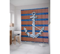 Штора (занавеска) для ванной JoyArty "Перевязанный якорь" из сатена, 180х200 см с крючками, sc_7082