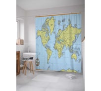 Штора (занавеска) для ванной JoyArty "Детали на карте" из сатена, 180х200 см с крючками, sc_7103