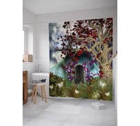 Штора (занавеска) для ванной JoyArty "Домик лесной феи" из сатена, 180х200 см с крючками, sc_4870